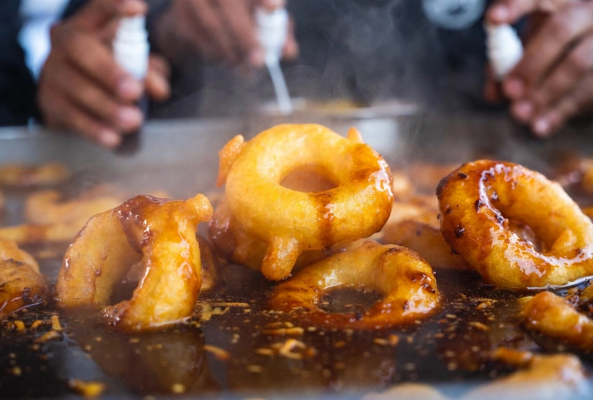 Picarones being fried