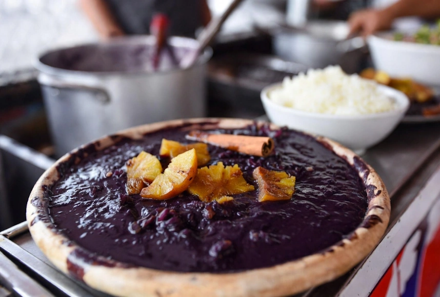 Traditional dessert called Mazamorra Morada