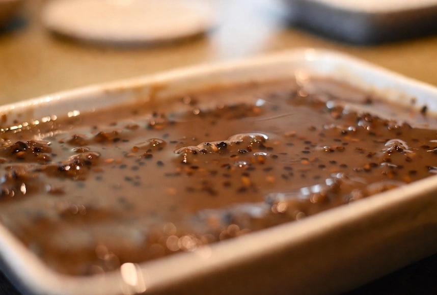 Traditional dessert called Mazamorra de Chancaca